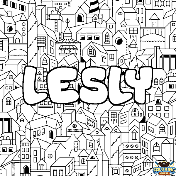 Coloring page first name LESLY - City background