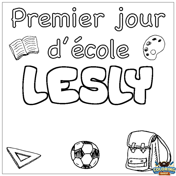 Coloring page first name LESLY - School First day background