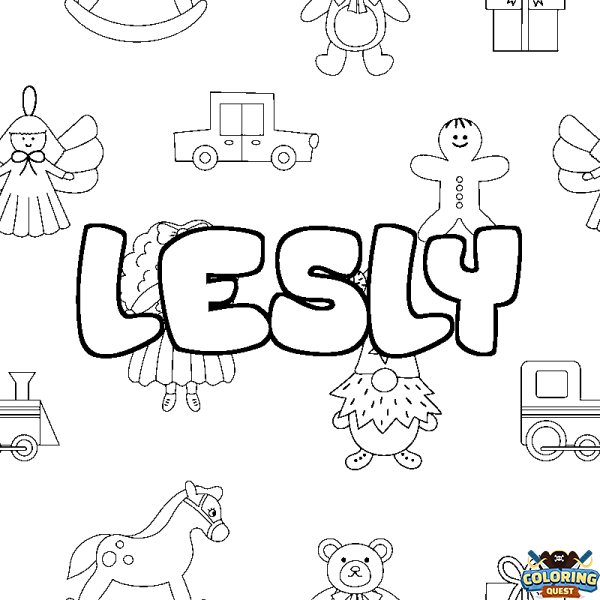 Coloring page first name LESLY - Toys background