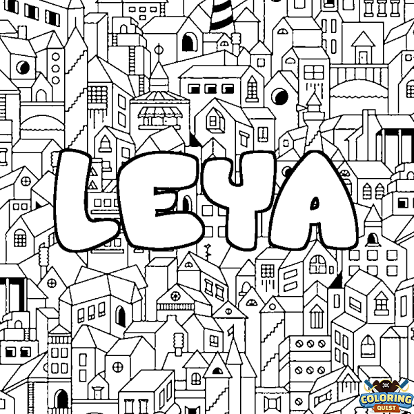 Coloring page first name LEYA - City background