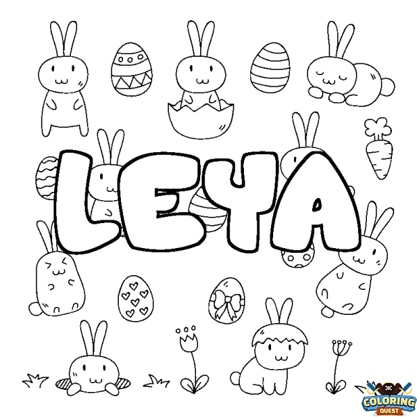 Coloring page first name LEYA - Easter background