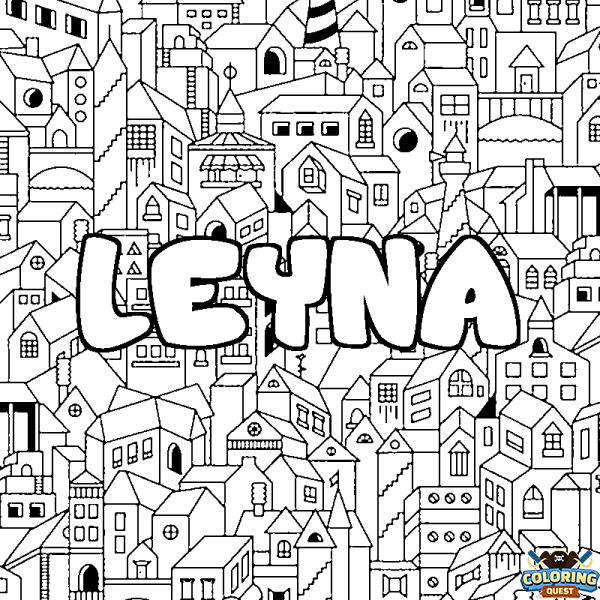 Coloring page first name LEYNA - City background