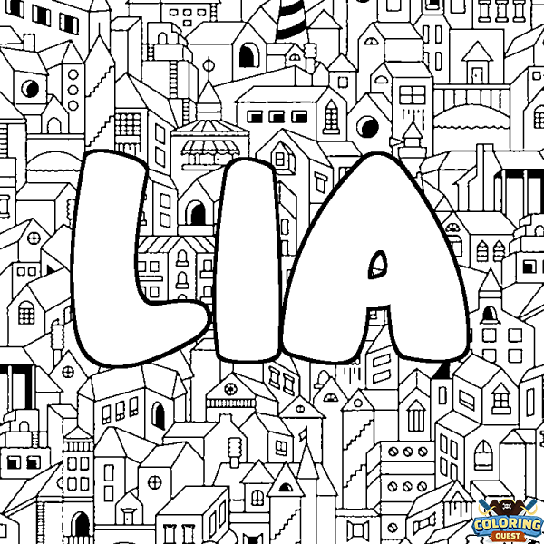 Coloring page first name LIA - City background