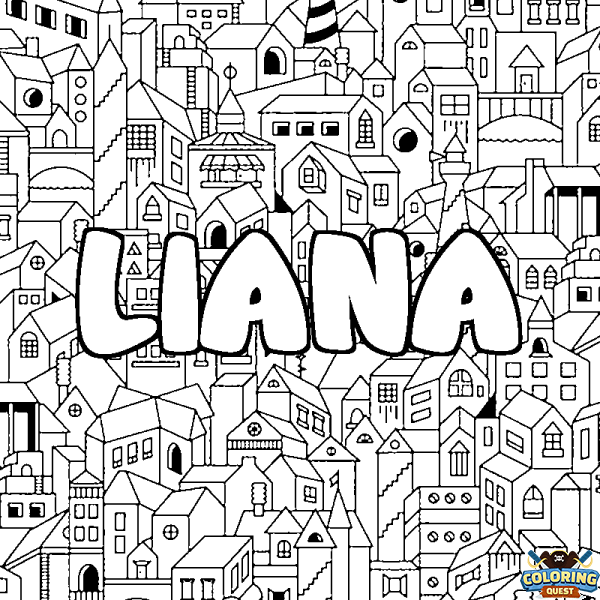 Coloring page first name LIANA - City background