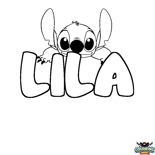 Coloring page first name LILA - Stitch background