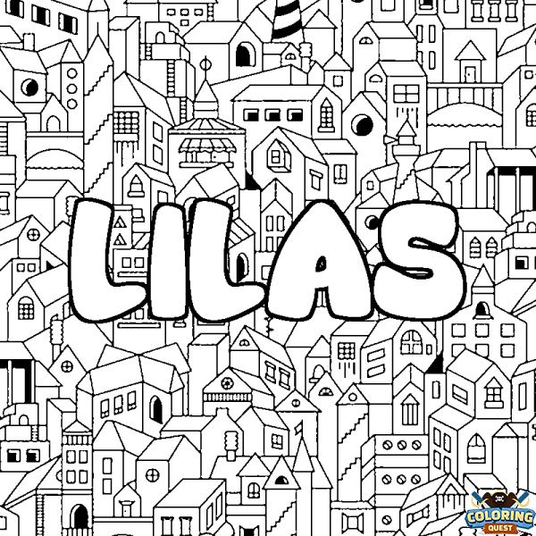 Coloring page first name LILAS - City background