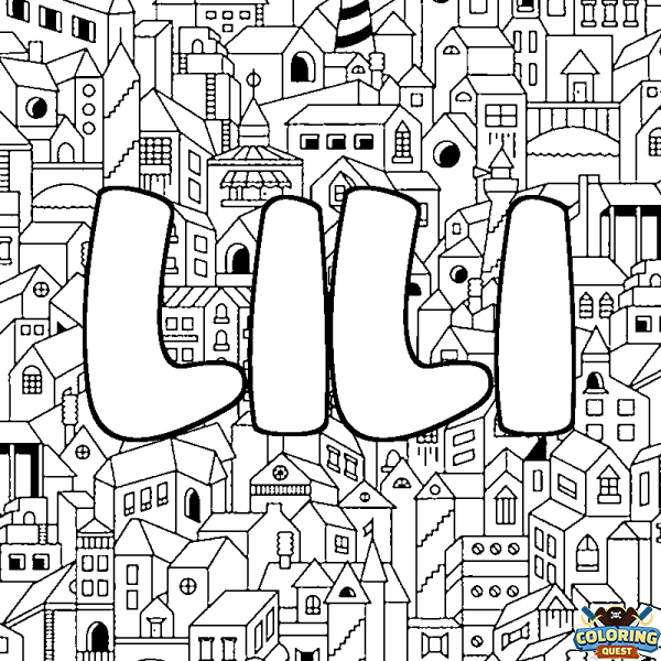 Coloring page first name LILI - City background