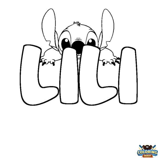 Coloring page first name LILI - Stitch background