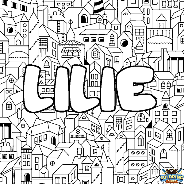 Coloring page first name LILIE - City background