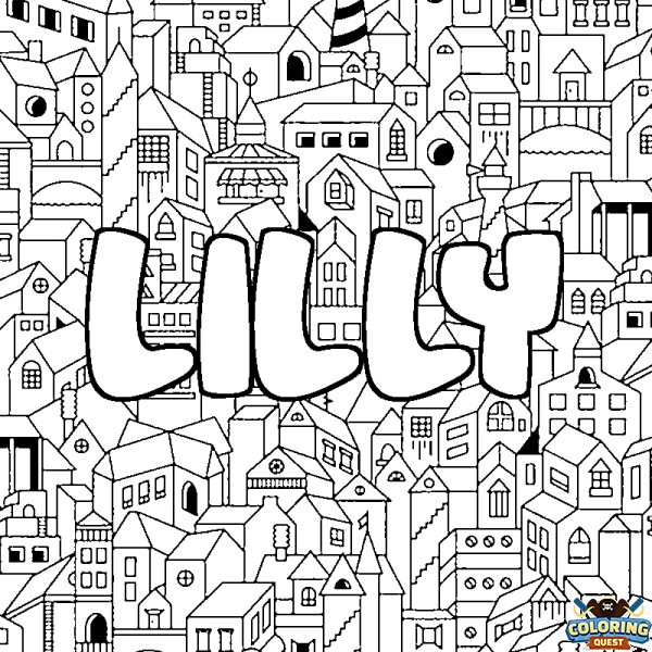 Coloring page first name LILLY - City background