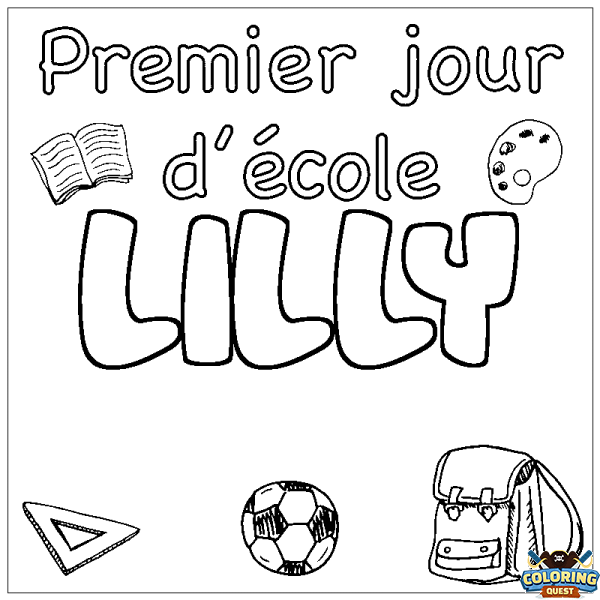 Coloring page first name LILLY - School First day background