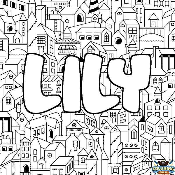 Coloring page first name LILY - City background