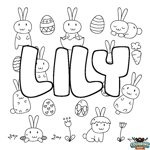 Coloring page first name LILY - Easter background