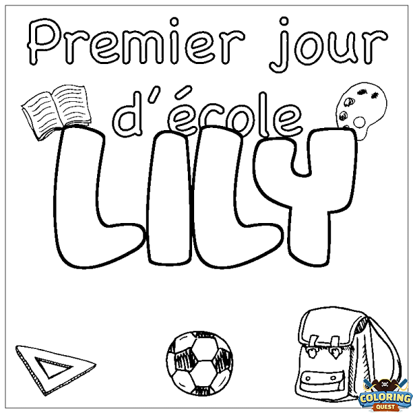 Coloring page first name LILY - School First day background