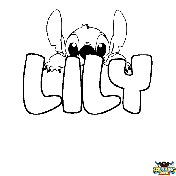 Coloring page first name LILY - Stitch background