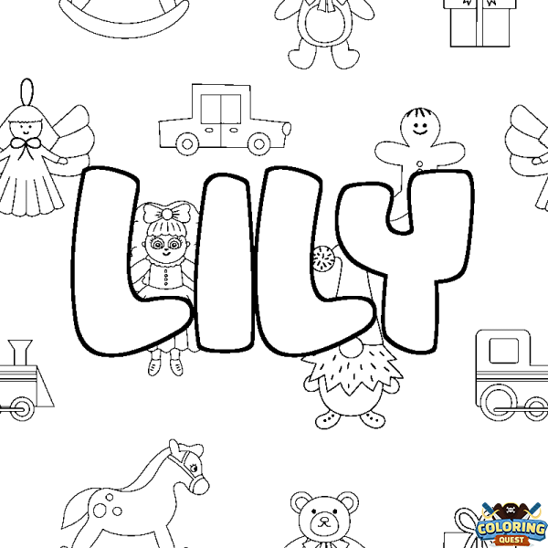 Coloring page first name LILY - Toys background