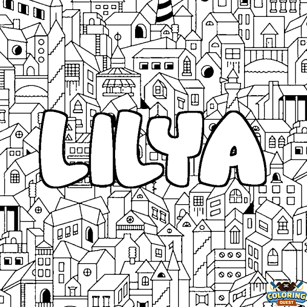 Coloring page first name LILYA - City background