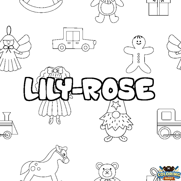 Coloring page first name LILY-ROSE - Toys background