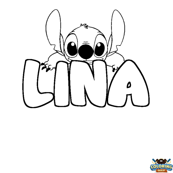 Coloring page first name LINA - Stitch background