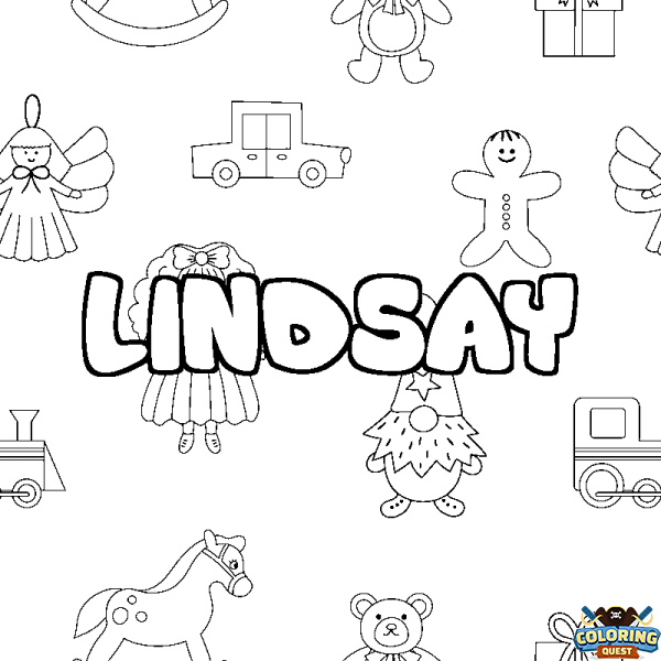 Coloring page first name LINDSAY - Toys background