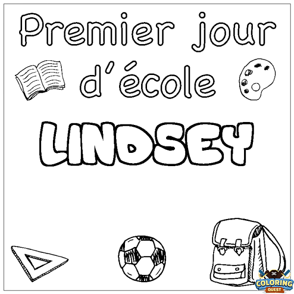 Coloring page first name LINDSEY - School First day background