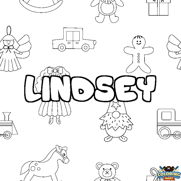 Coloring page first name LINDSEY - Toys background