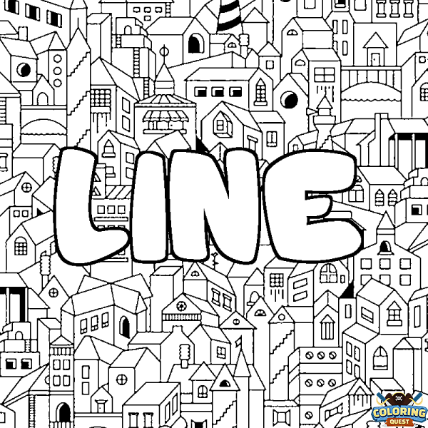 Coloring page first name LINE - City background