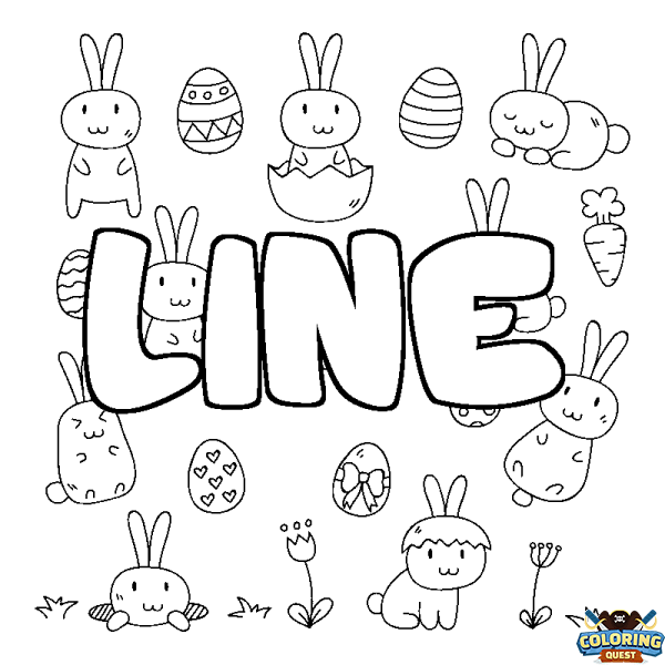 Coloring page first name LINE - Easter background