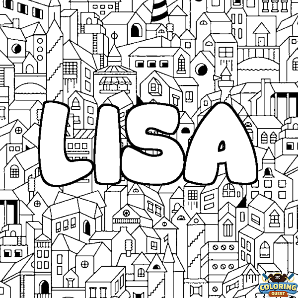 Coloring page first name LISA - City background