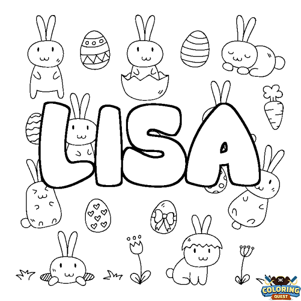 Coloring page first name LISA - Easter background