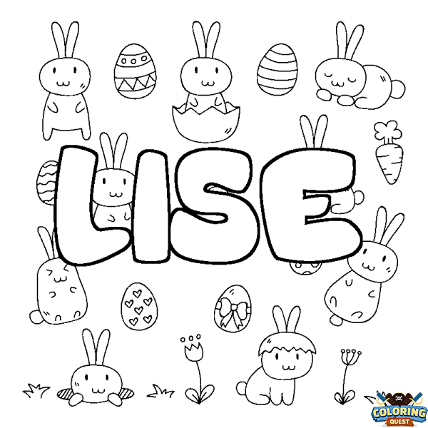 Coloring page first name LISE - Easter background