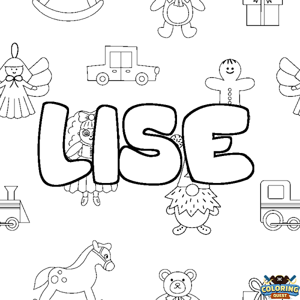 Coloring page first name LISE - Toys background