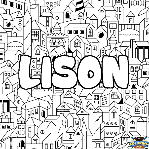 Coloring page first name LISON - City background