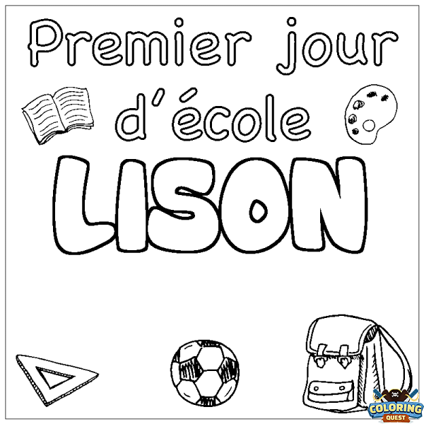 Coloring page first name LISON - School First day background