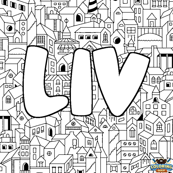 Coloring page first name LIV - City background