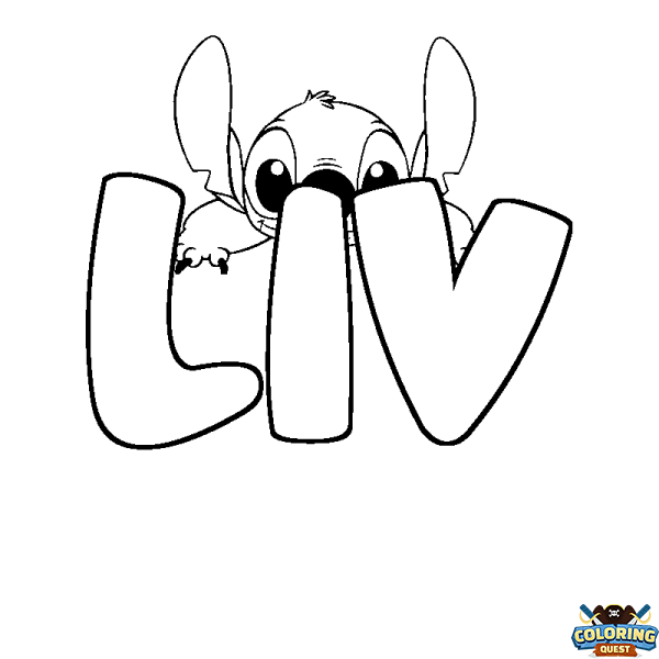 Coloring page first name LIV - Stitch background