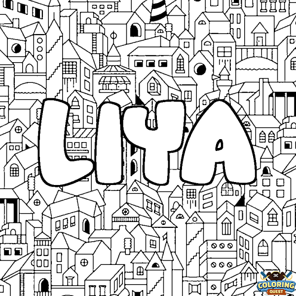 Coloring page first name LIYA - City background