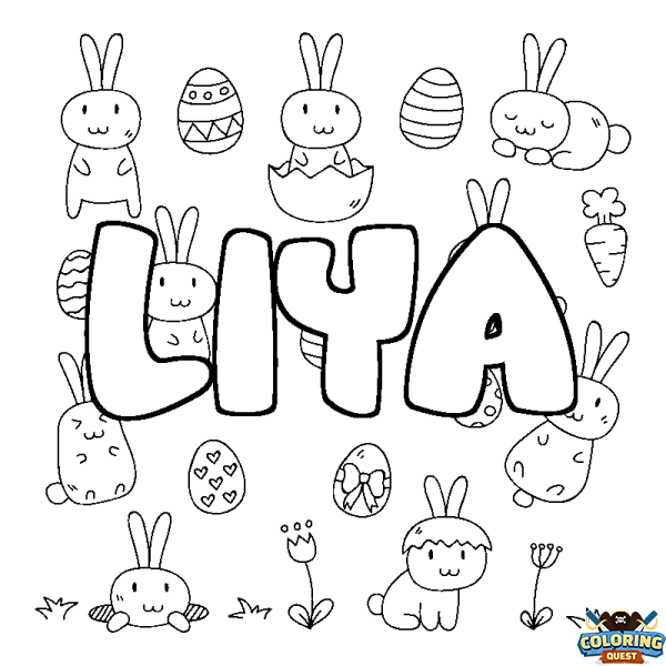 Coloring page first name LIYA - Easter background