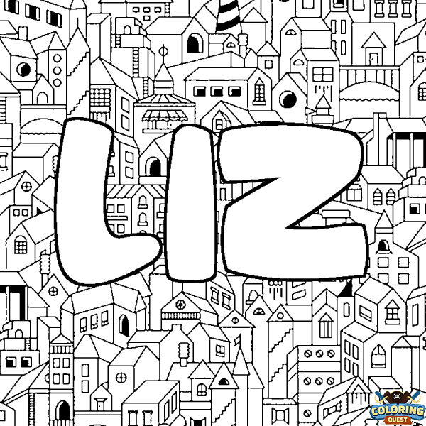 Coloring page first name LIZ - City background