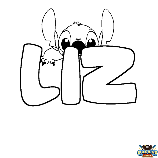 Coloring page first name LIZ - Stitch background