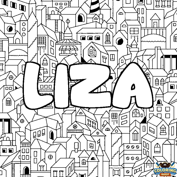 Coloring page first name LIZA - City background