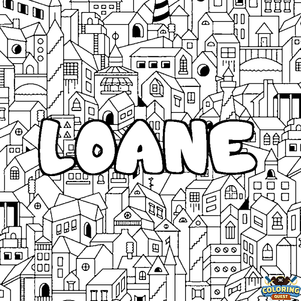 Coloring page first name LOANE - City background