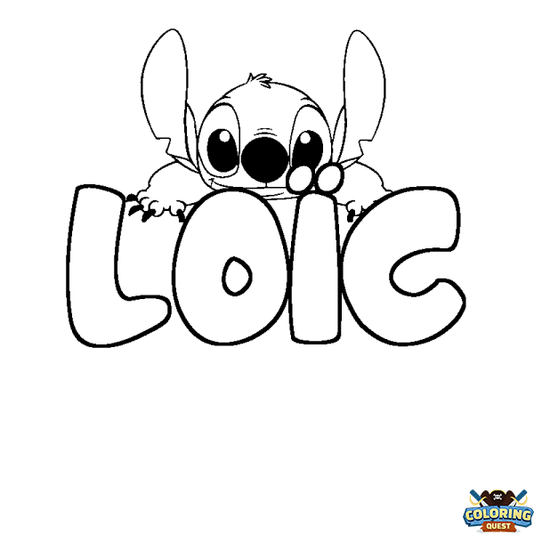 Coloring page first name LO&Iuml;C - Stitch background