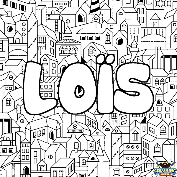 Coloring page first name LO&Iuml;S - City background