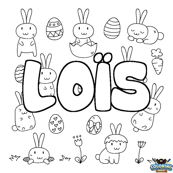 Coloring page first name LO&Iuml;S - Easter background