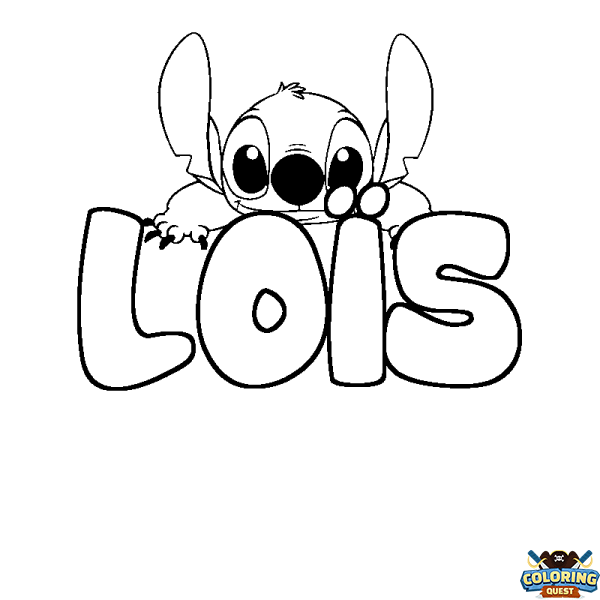 Coloring page first name LO&Iuml;S - Stitch background