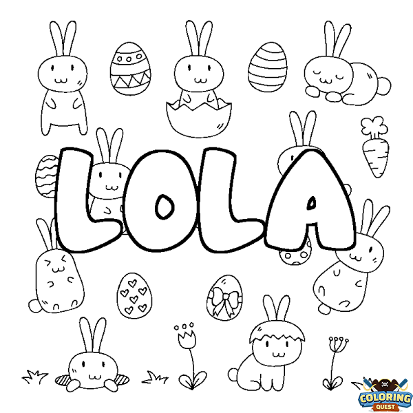 Coloring page first name LOLA - Easter background