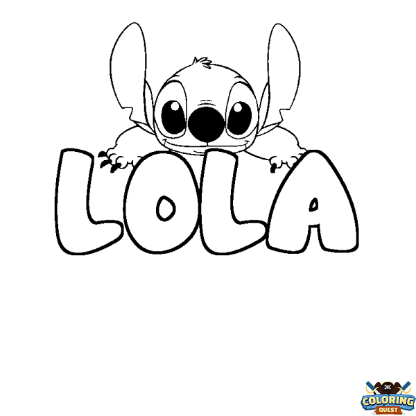 Coloring page first name LOLA - Stitch background