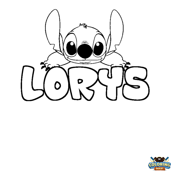 Coloring page first name LORYS - Stitch background