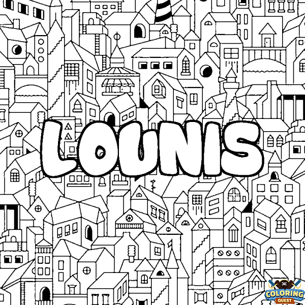 Coloring page first name LOUNIS - City background